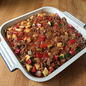 Pour into a shallow ovenproof dish. Pour into a shallow ovenproof dish.