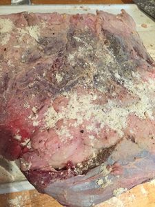 Dust the meat with the seasoned flour and mustard. Dust the meat with the seasoned flour and mustard.