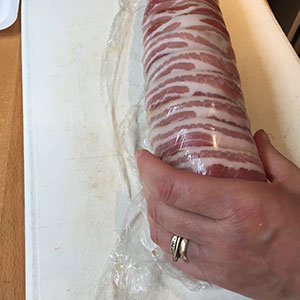Roll up using the cling film to help you. Chill. Roll up using the cling film to help you. Chill.