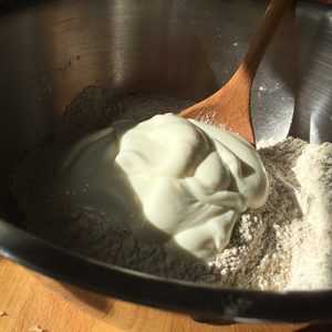 Add the yogurt. step by step soda bread