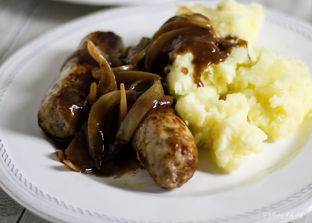 Sausage and Mash with Easy Onion Gravy