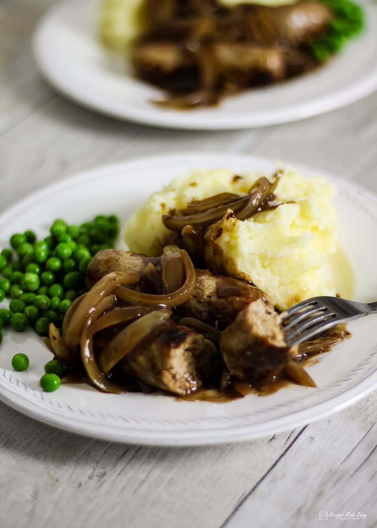 Sausage and Mash with Easy Onion Gravy