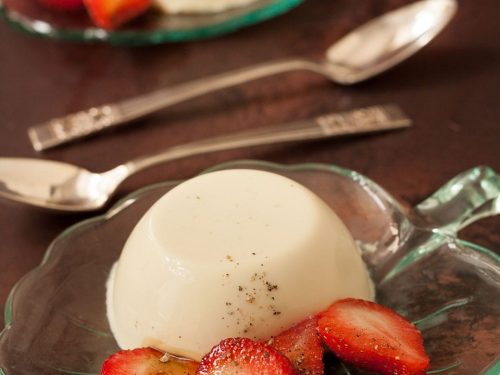 Basil Panna Cotta with Balsamic Strawberries