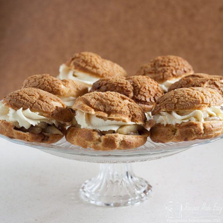 Craquelin Choux Buns with Brandied Apples and Cream | Recipes Made Easy