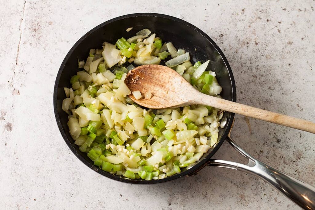 sauted celery and onion in frying pan.